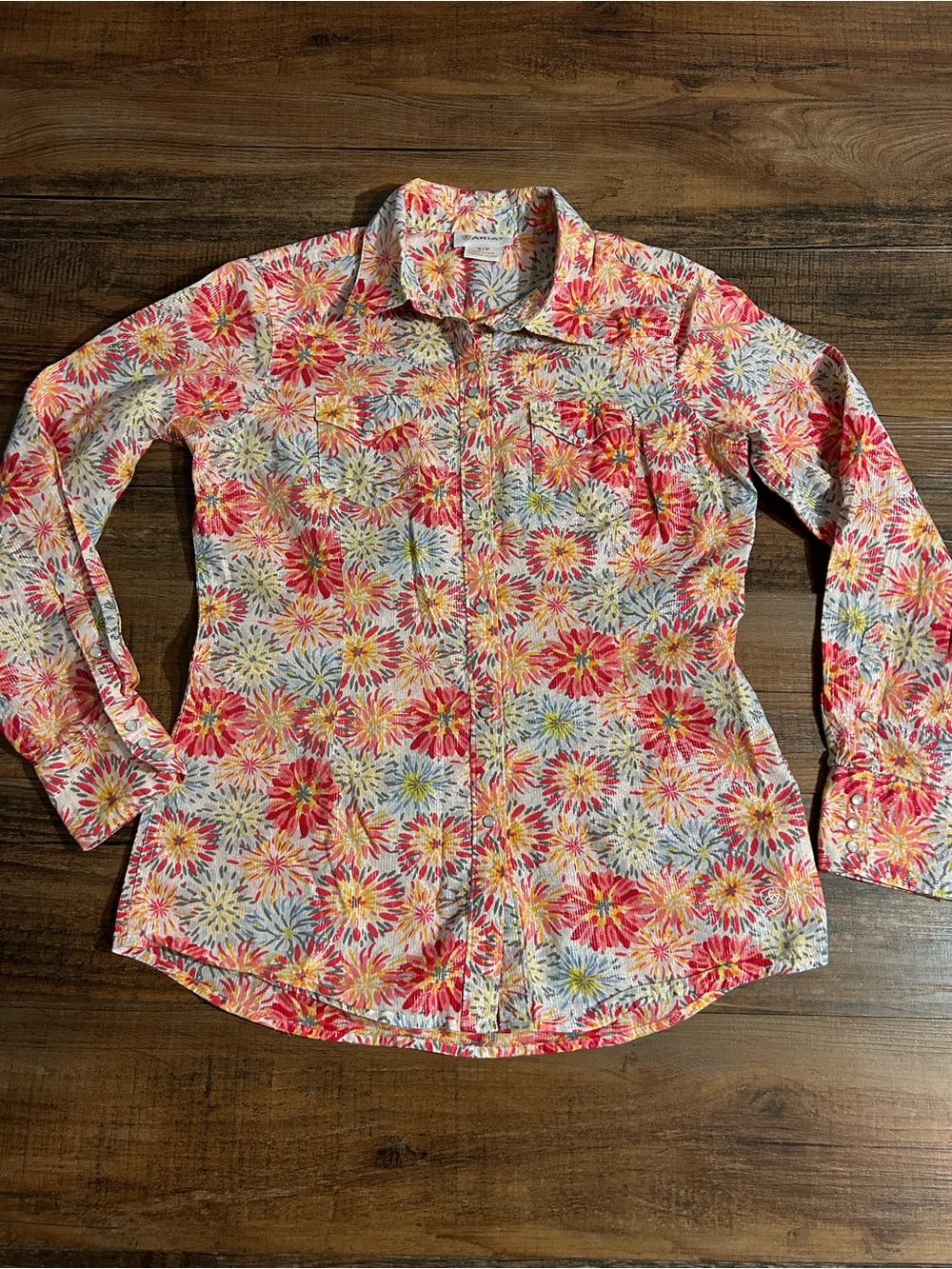 Ariat Floral Button-Down Shirt - Westen Pink/Yellow/Blue Sz S